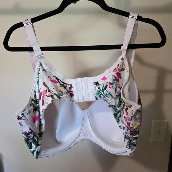 Cacique (Lane Bryant) White Floral Striped Underwire Bra 46DD - Picture 4 of 4